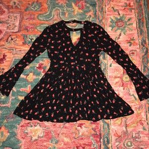 Free People Black Floral Tunic/Mini Dress